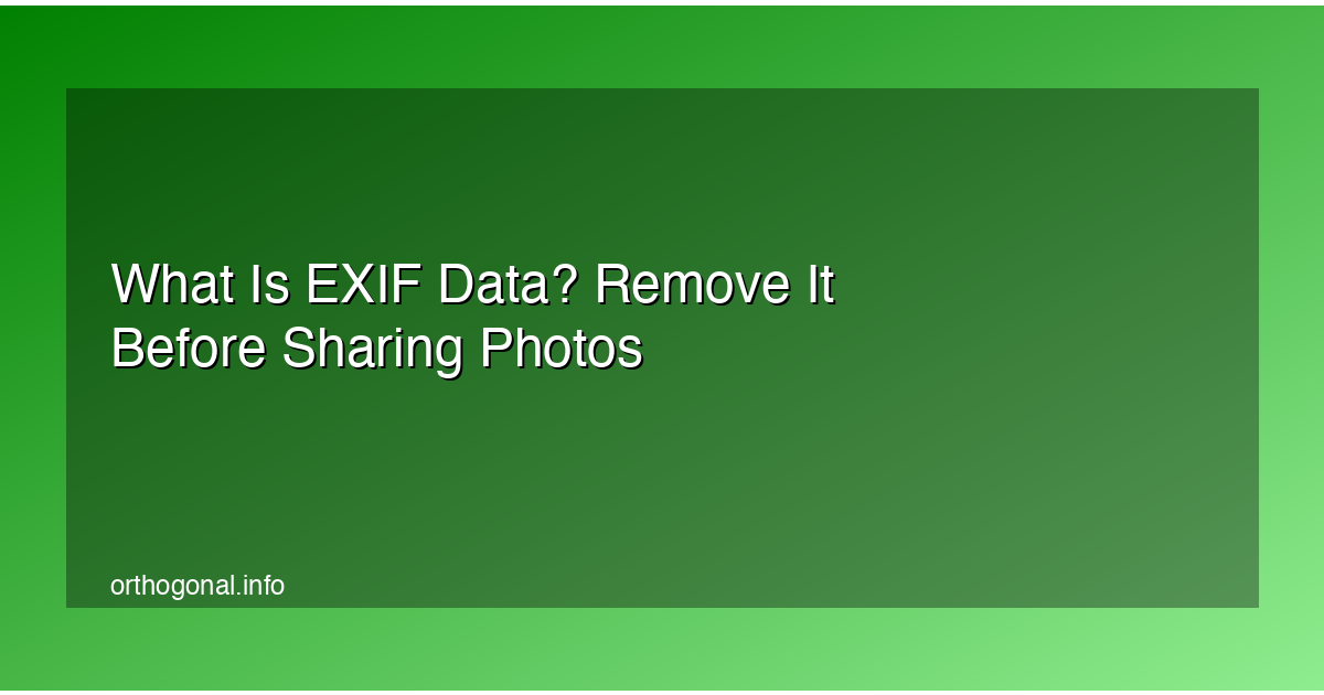 What Is EXIF Data? Remove It Before Sharing Photos